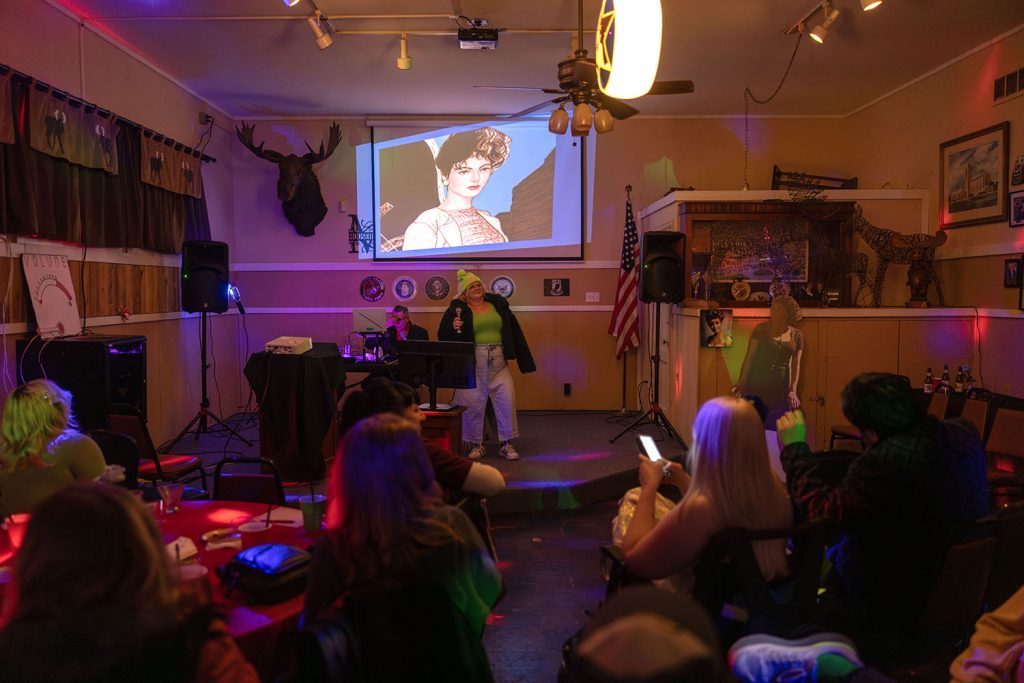 People gathered to watch karaoke