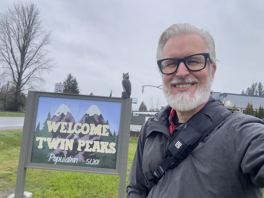Steven by Welcome to Twin Peaks sign