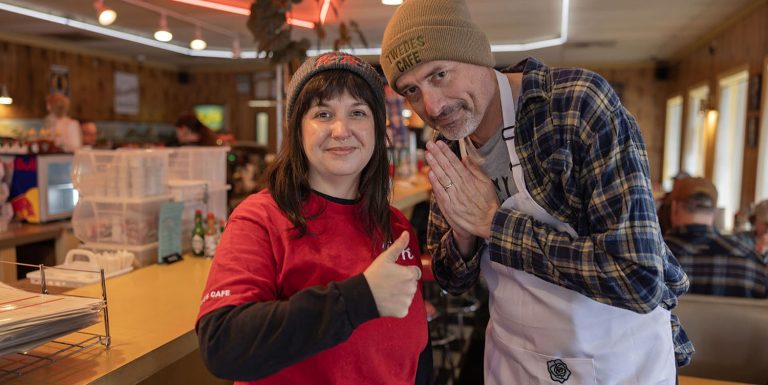 Rachel from Twede's Cafe with Scott Ryan