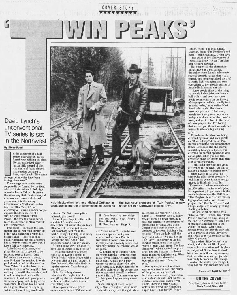 Newspaper article about Twin Peaks
