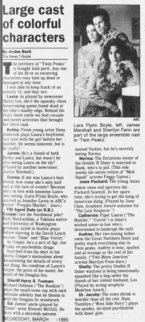 Newspaper article about Twin Peaks