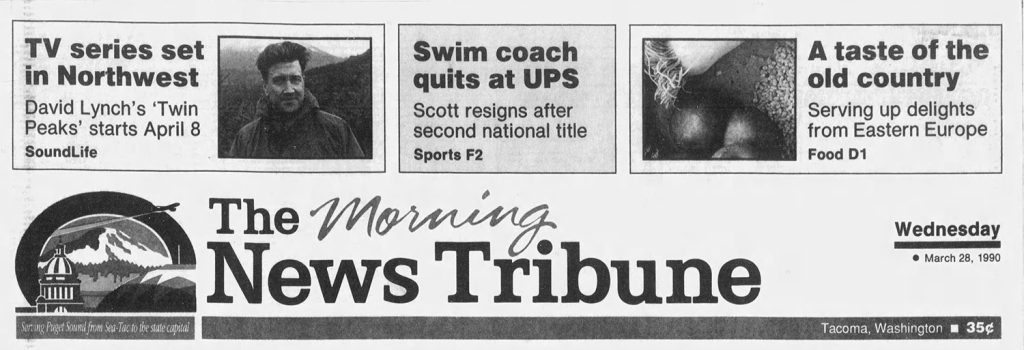 Masthead of The Morning News Tribune, March 28, 1990 |