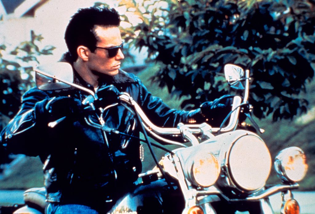 James Hurley on his motorcycle