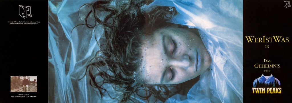 Laura Palmer wrapped in plastic on cover of RTL Plus brochure