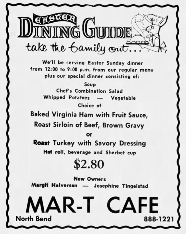 Newspaper ad for Mar-T Cafe