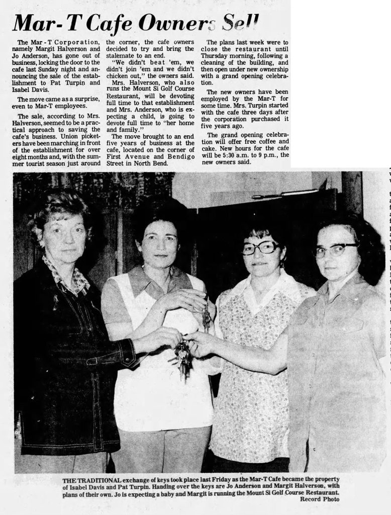 Newspaper article about Mar-T Cafe