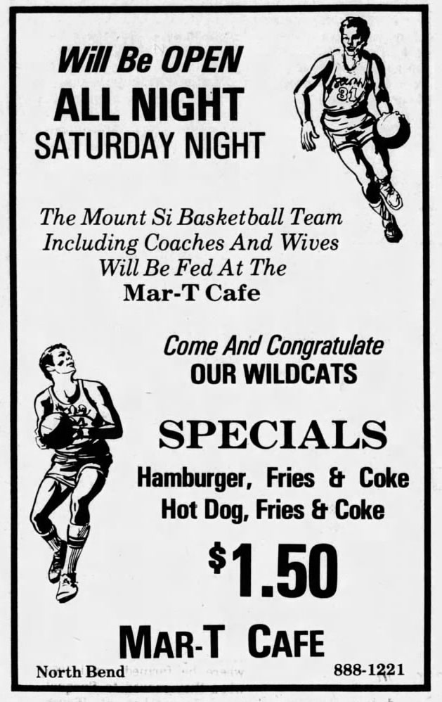 Newspaper ad for Mar-T Cafe