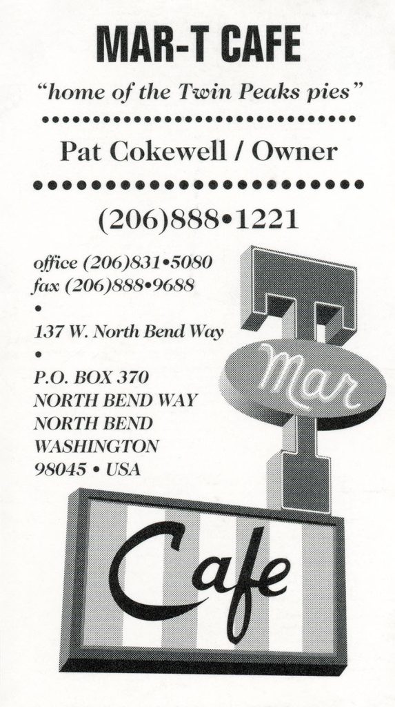 Mar-T Cafe Business Card from 1996