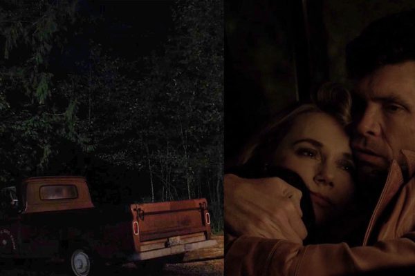 Big Ed's truck parked and Norma and Ed sharing a tender moment