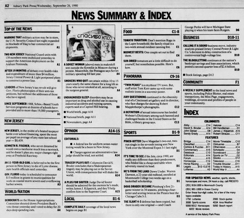 News Summary and Index