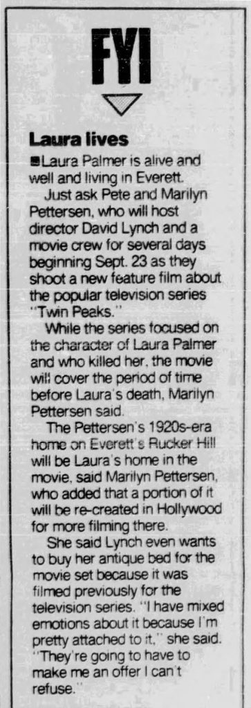 Article about filming in Everett, Washington