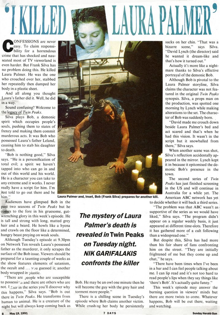 Newspaper article with an interview with Frank Silva