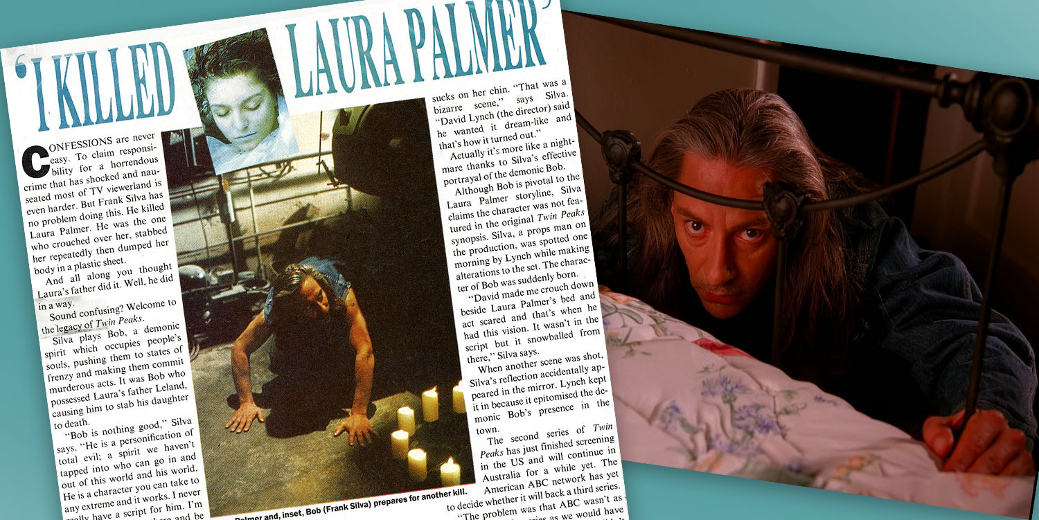 Newspaper article about Frank Silva and an image of Killer BOB