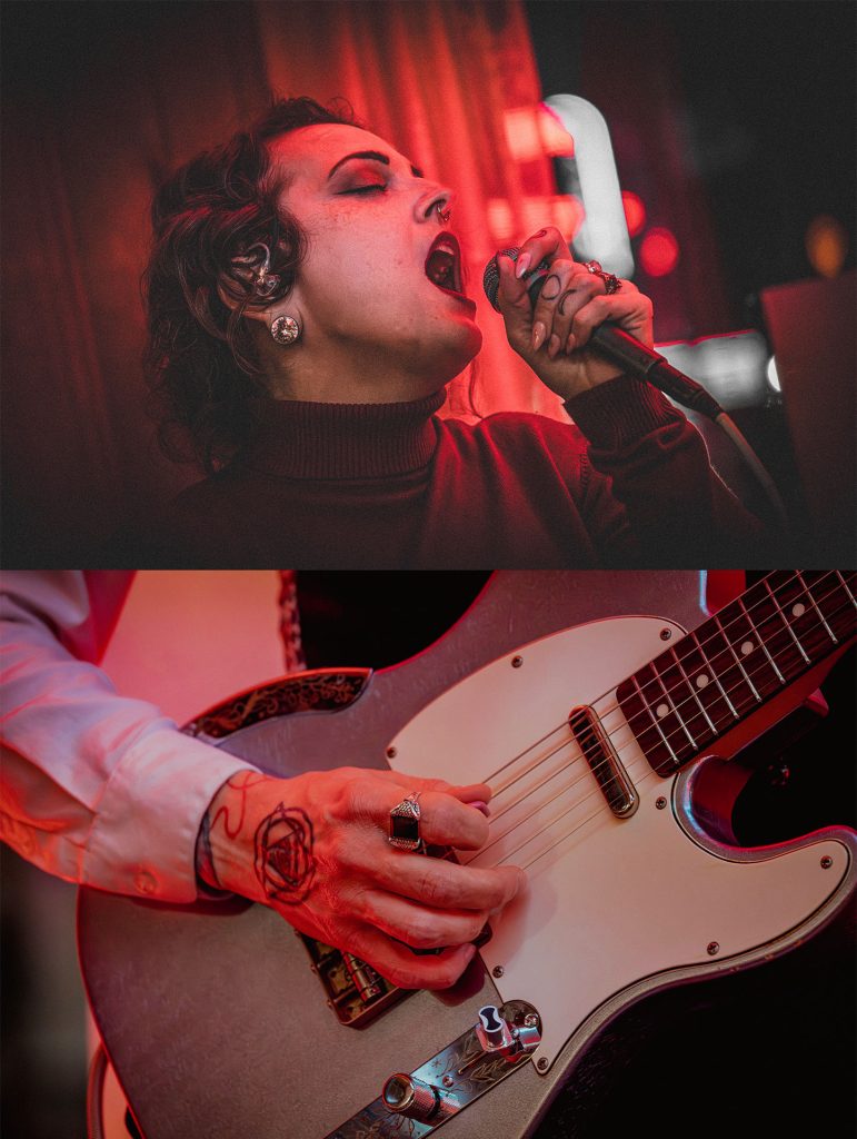 Lady K singing and Dusty Highway playing guitar