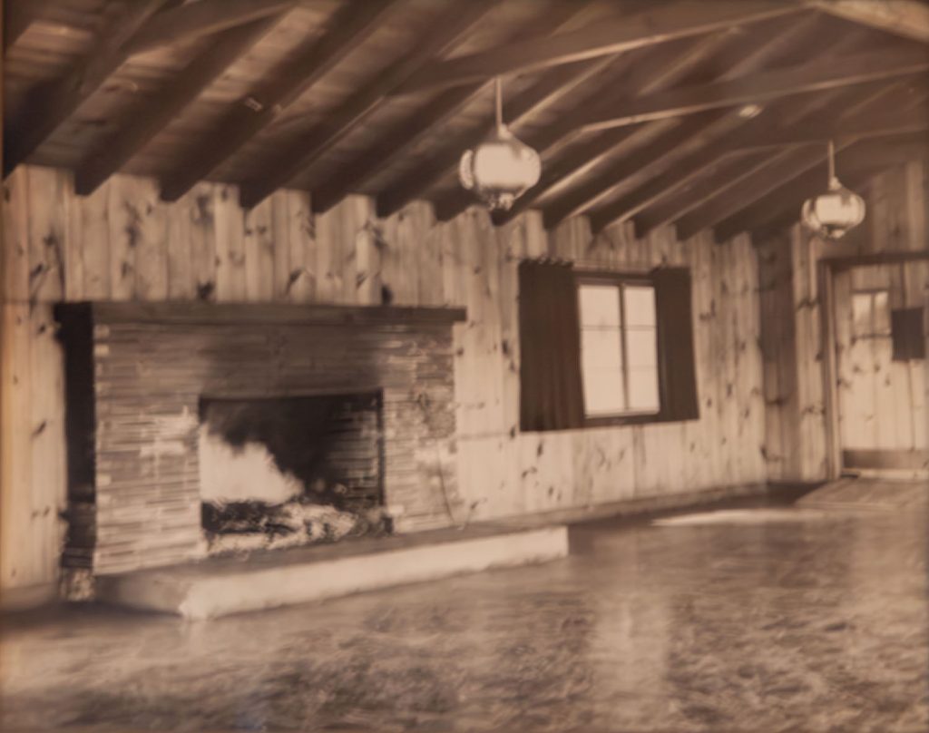 Historic photo of a former fireplace in the dining room