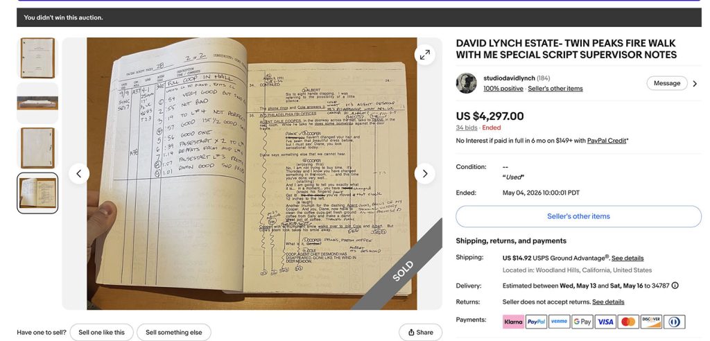 Twin Peaks: Fire Walk With Me Script With Script Supervisor Notes
