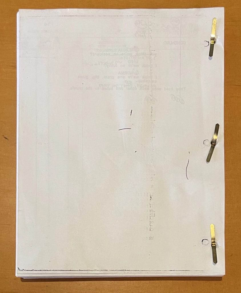 Back of Twin Peaks: Fire Walk With Me Script with Script Supervisor Notes