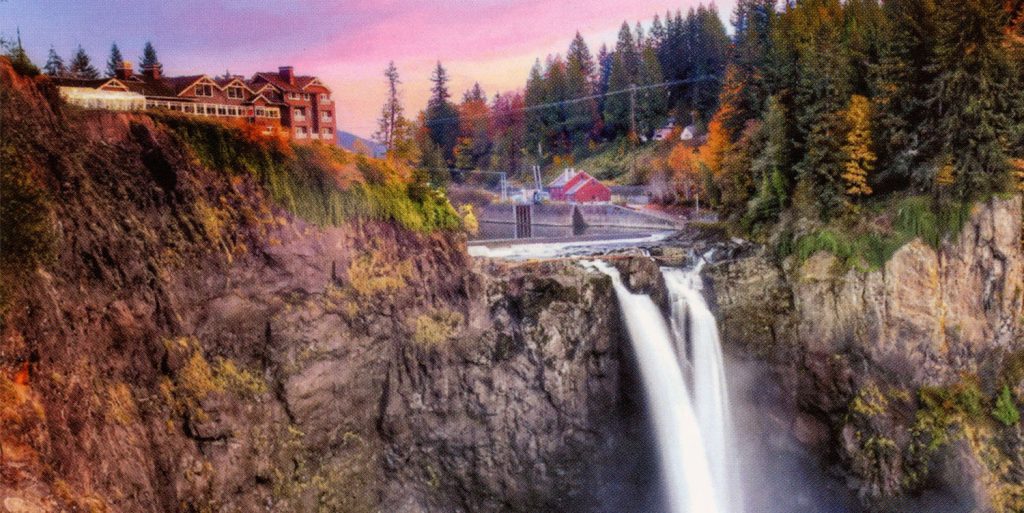 Snoqualmie Falls postcard with a photo by Robert LaSalle Chism