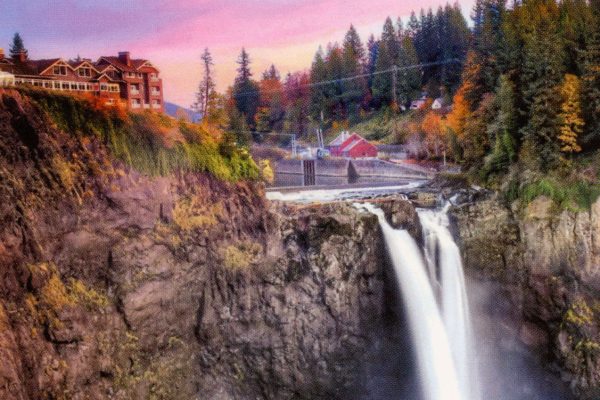 Snoqualmie Falls postcard with a photo by Robert LaSalle Chism