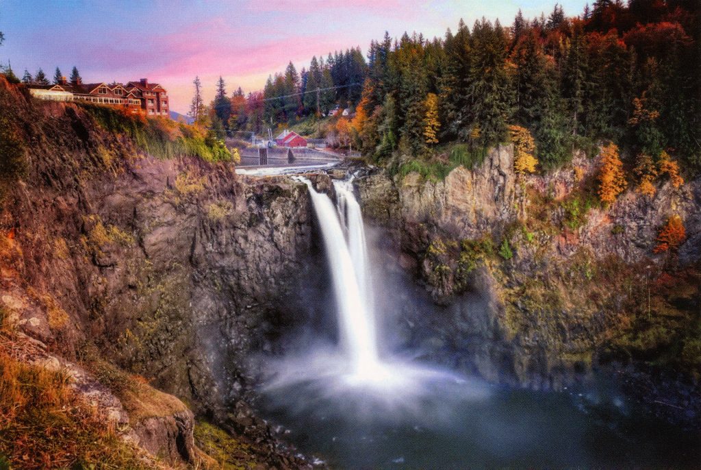 Snoqualmie Falls postcard with a photo by Robert LaSalle Chism