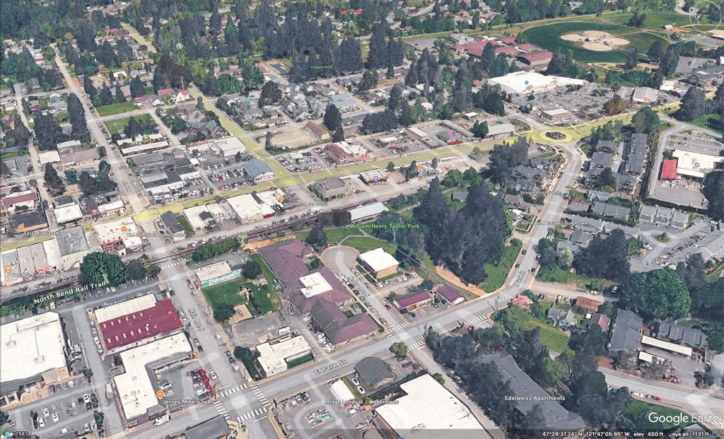 Aerial view of North Bend, WA
