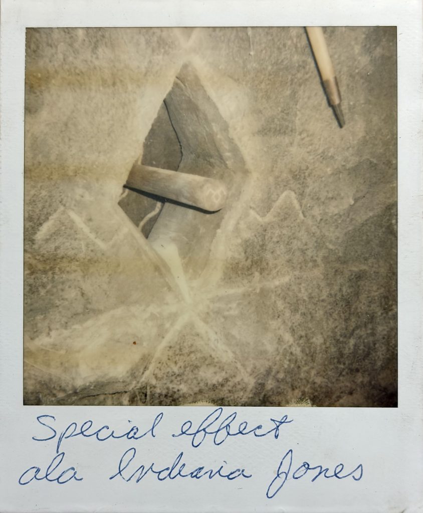Polaroid photo of Owl Cave rockwork