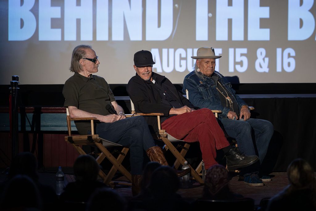 Harry Goaz, Dana Ashbrook, and Michael Horse on stage at the North Bend Theatre