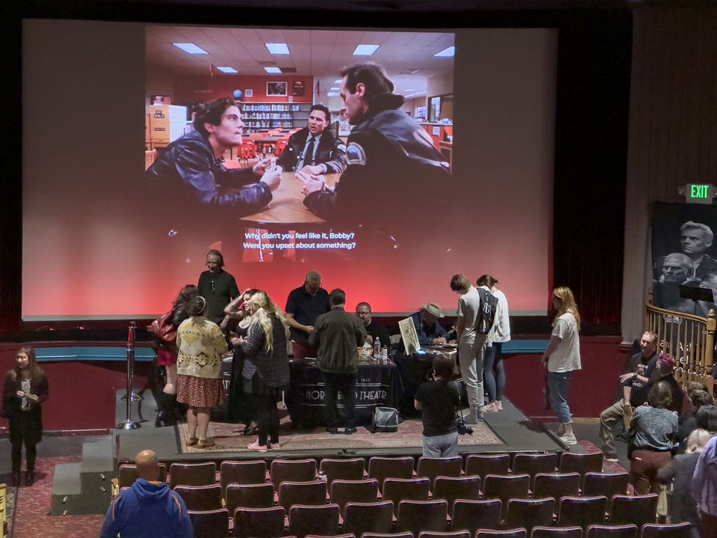 Harry Goaz, Dana Ashbrook, and Michael Horse meeting fans on stage at the North Bend Theatre