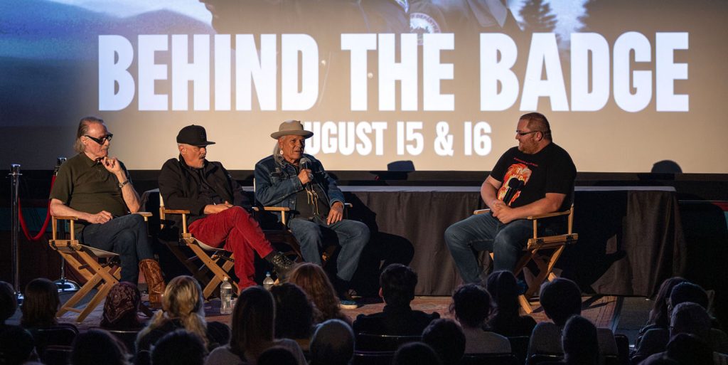 Harry Goaz, Dana Ashbrook, Michael Horse and Mike McGraner on stage at the North Bend Theatre