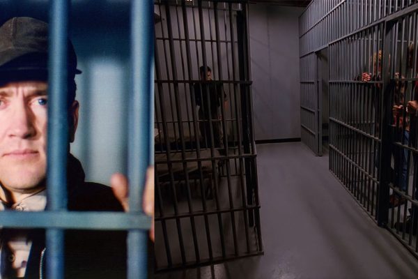David Lynch on the set of the jail and James, Mike and Bobby in the holding cell area