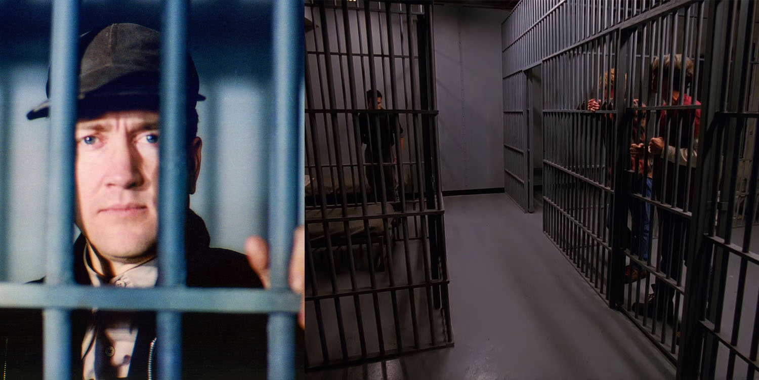 David Lynch on the set of the jail and James, Mike and Bobby in the holding cell area