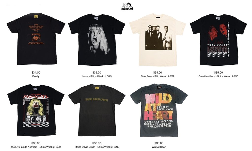 Twin Peaks and David Lynch t-shirts from Feels So Good