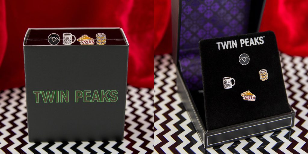 Twin Peaks Earrings and box packaging