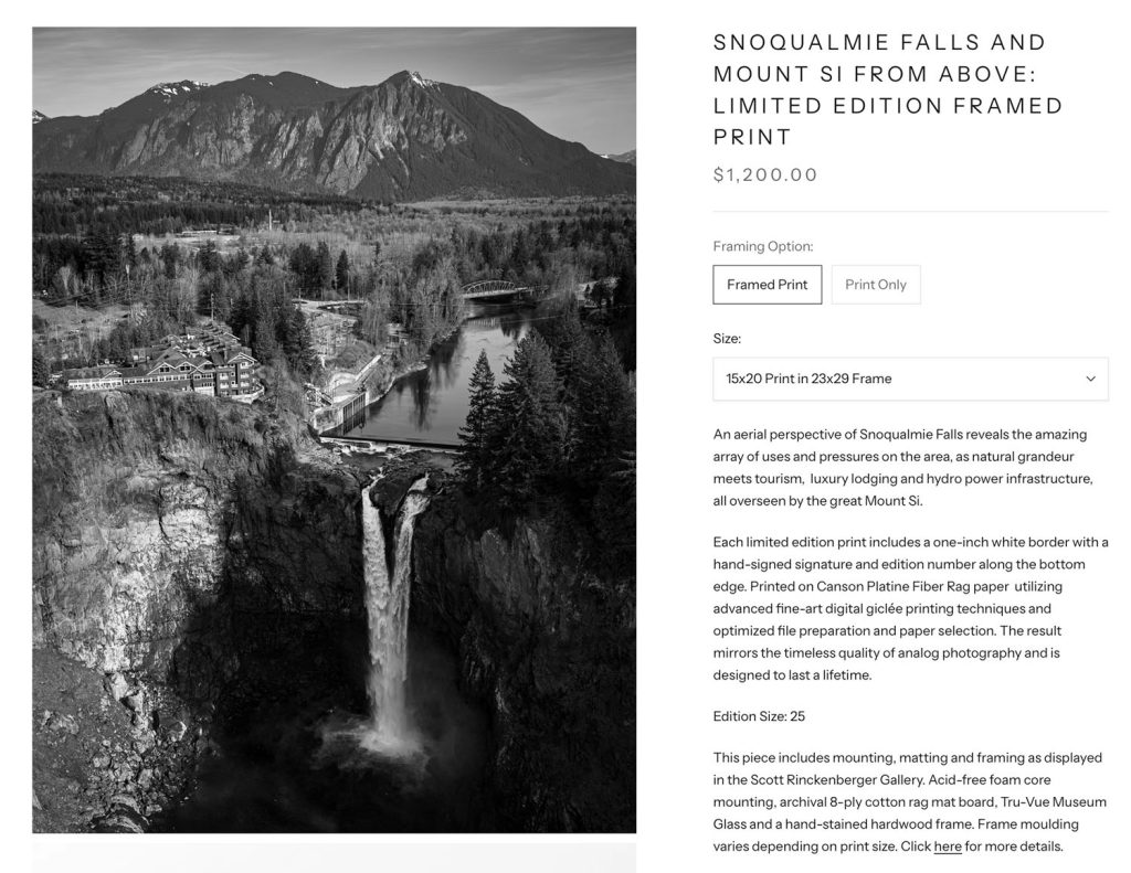 Scott Rinckenberger photo of Snoqualmie Falls and Mount Si