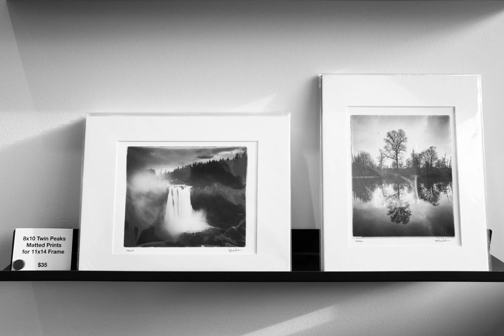 Scott Rickenberger's prints of Twin Peaks scenes in Snoqualmie Valley
