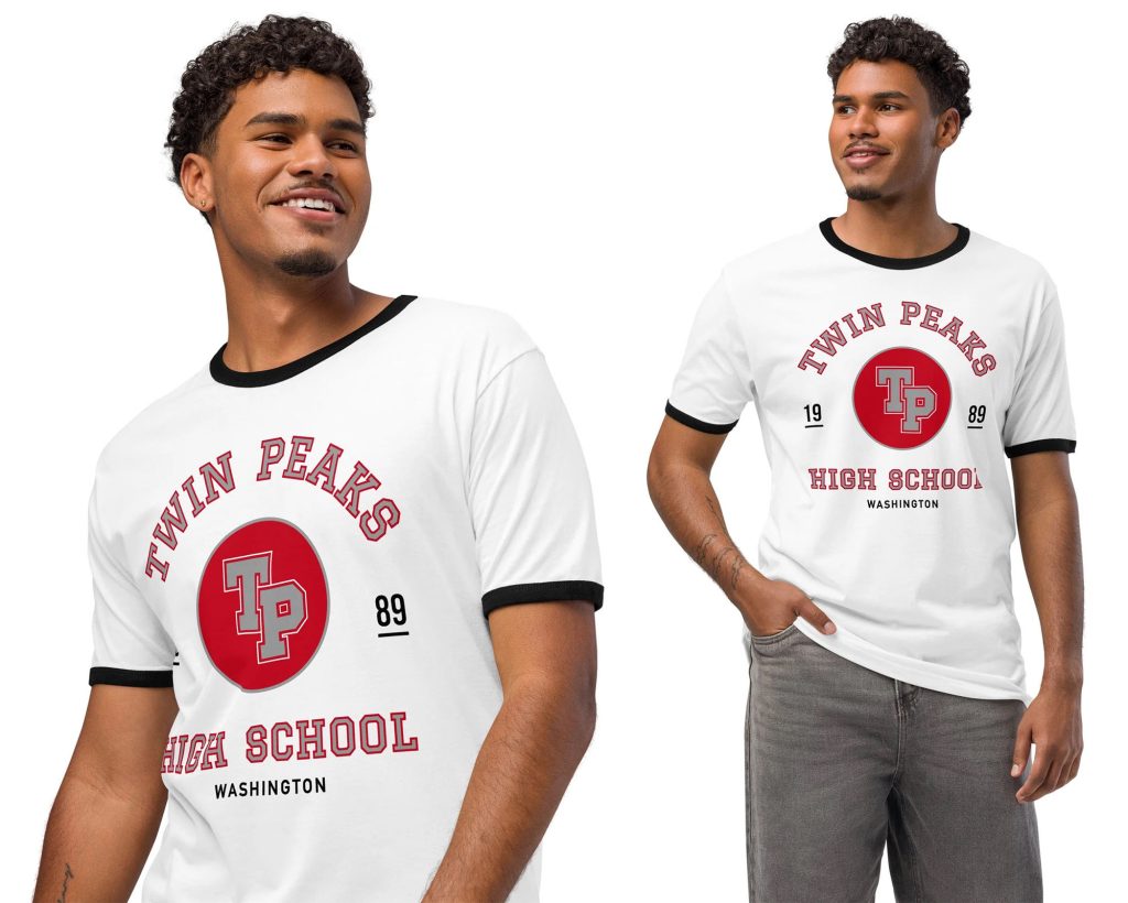 Model wearing Twin Peaks Ringer T-Shirt High School