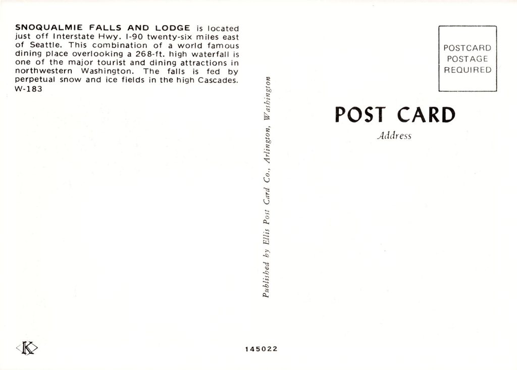 Back of Snoqualmie Falls and Lodge postcard