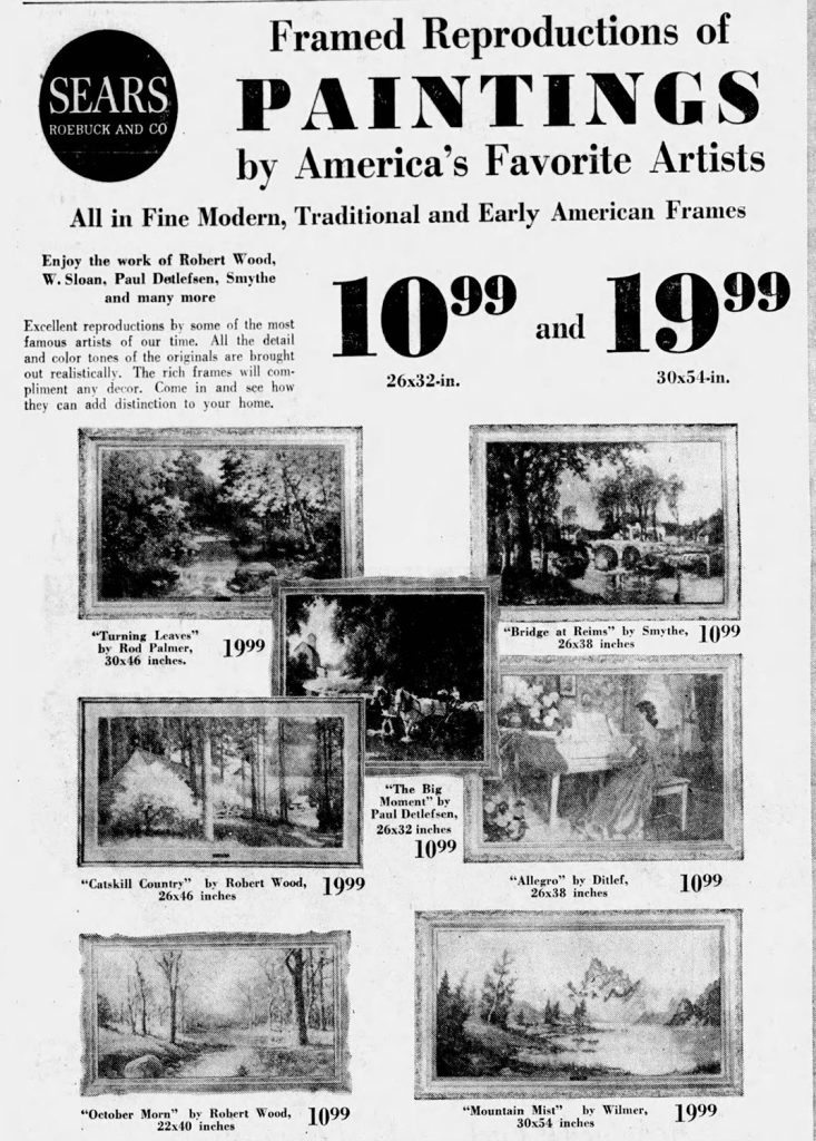 Advertisement for Framed artwork from Sears