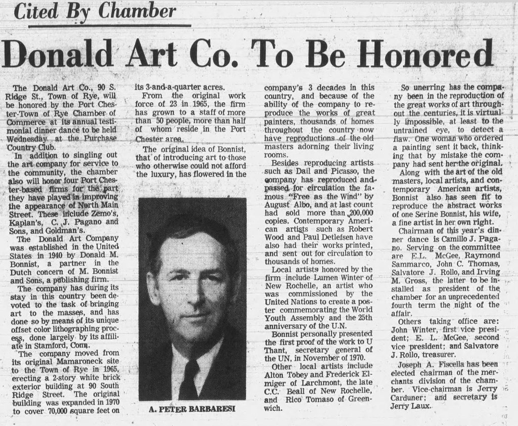 Article about Donald Art Company