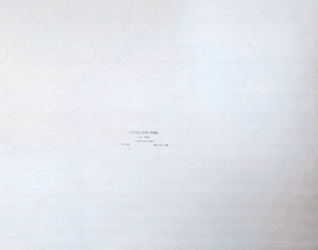 Back of artwork with title of work