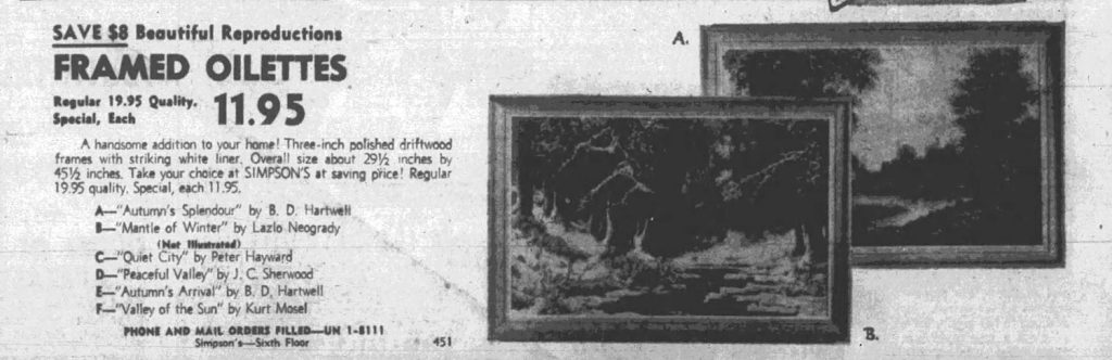 Advertisement for framed artwork