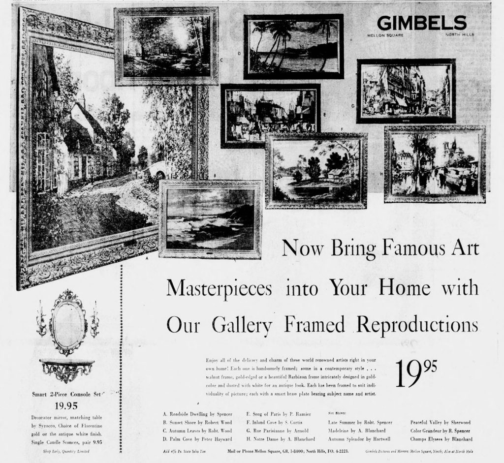 artwork advertisement for Gimbel's