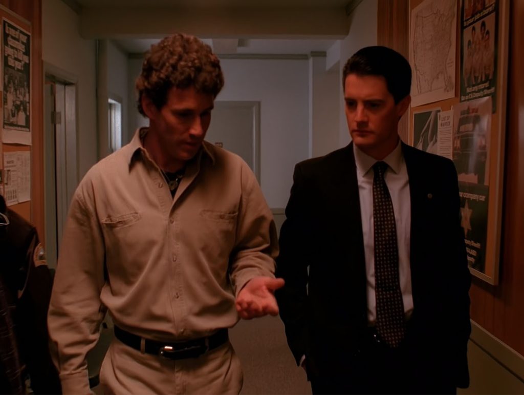 Sheriff Truman and Agent Cooper in the Twin Peaks Sheriff's Department