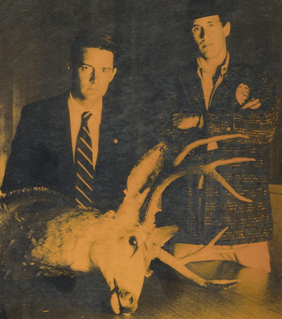 Yellow image of Special Agent Dale Cooper and Sheriff Harry S. Truman from an AP Laserphoto
