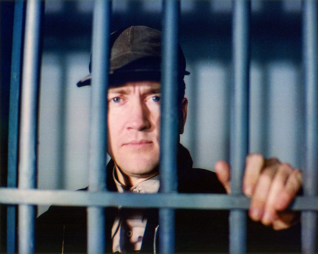 David Lynch inside the constructed jail set