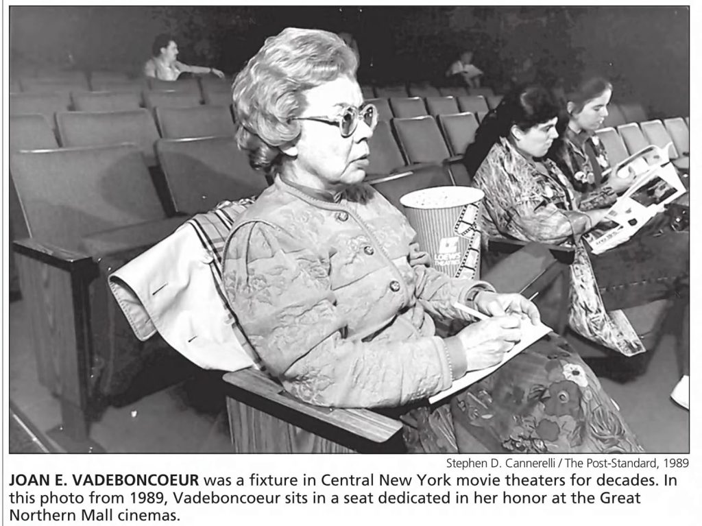 Joan Vadeboncouer sitting in a theatre