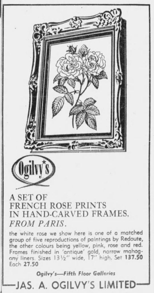 Newspaper ad for floral print