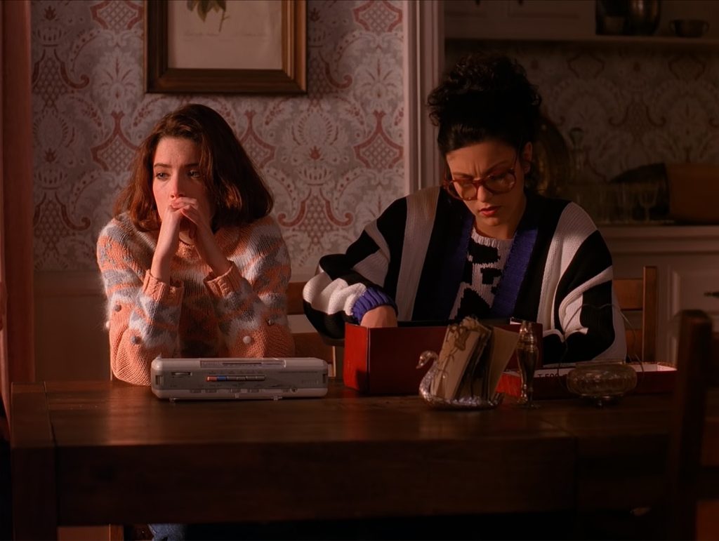 Donna Hayward and Maddy Ferguson at the dining room table