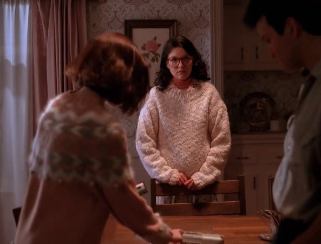 Donna Hayward and Maddy Ferguson at the dining room table