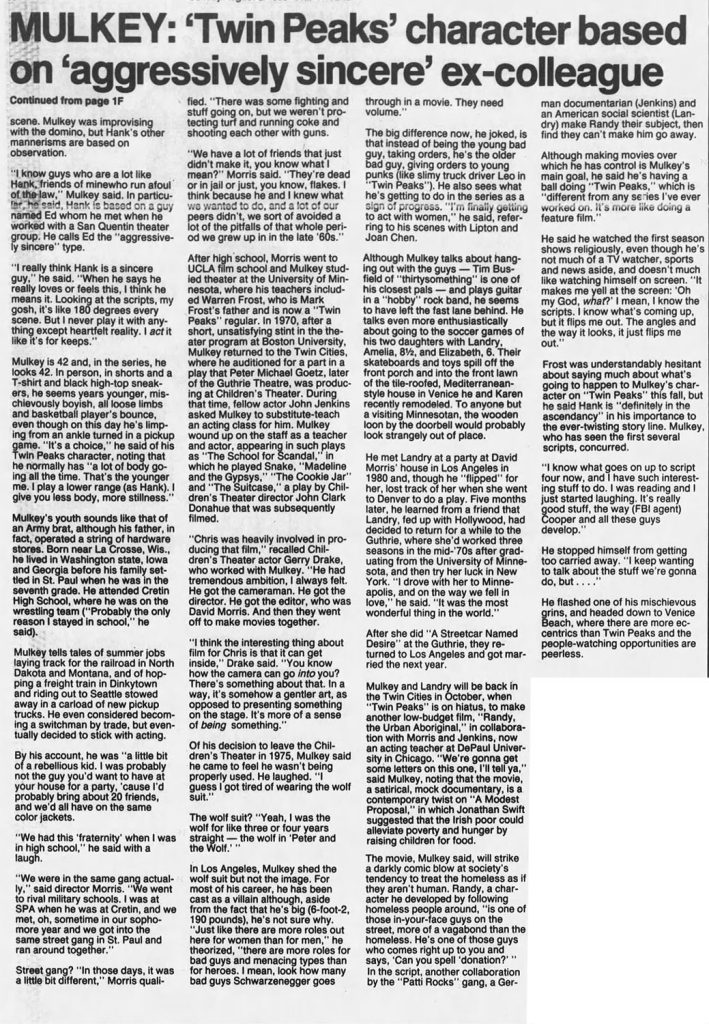 Chris Mulkey as Hank Jennings and an article about Chris Mulkey